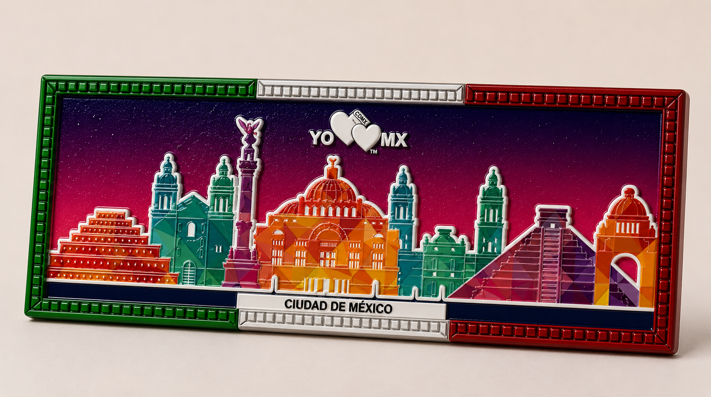 Imán YO ❤️ MX — Skyline CDMX minimal